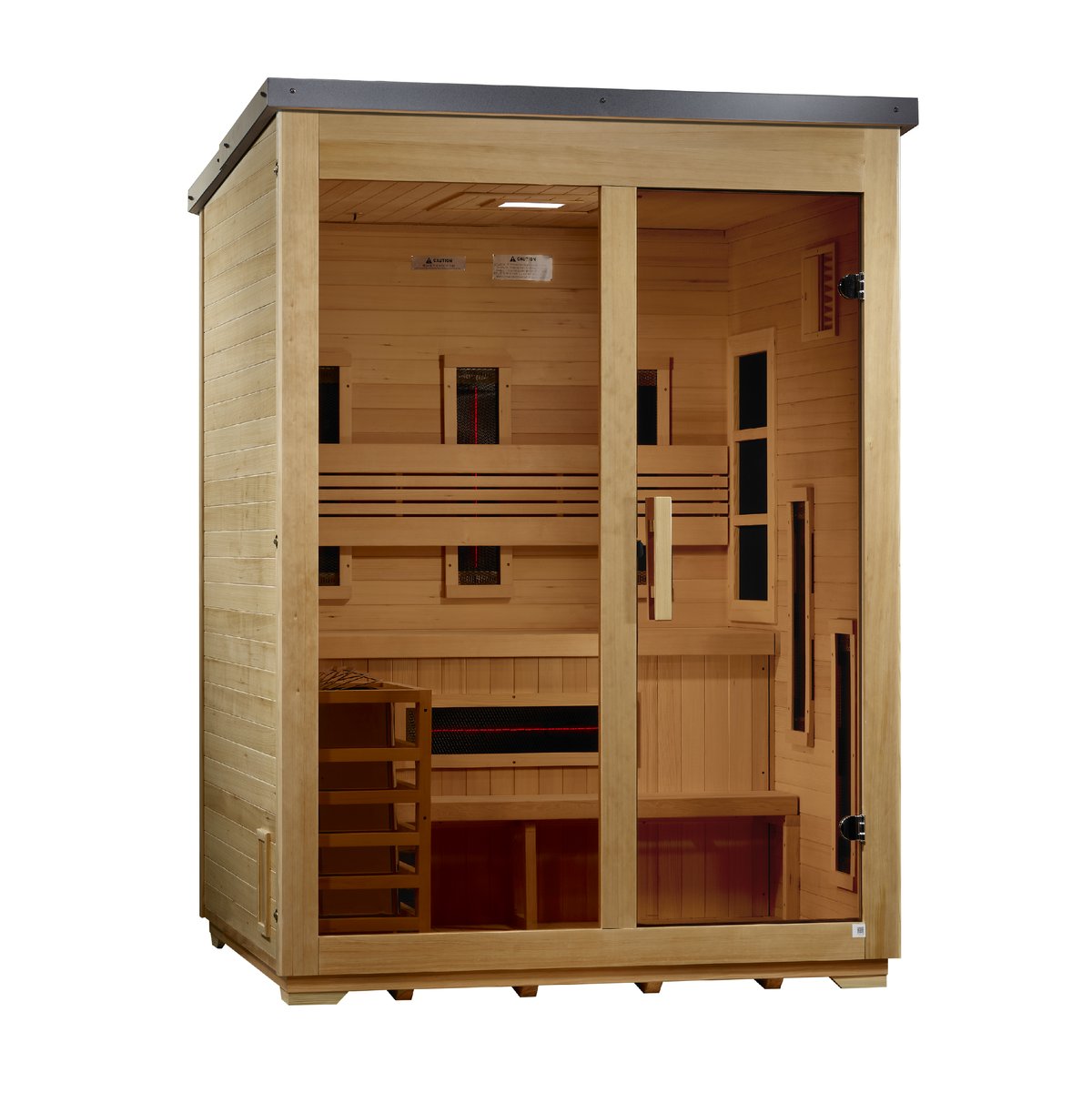 Golden Designs "Carinthia" 3 Person Hybrid Outdoor Sauna - Flat Roof - Canadian Hemlock