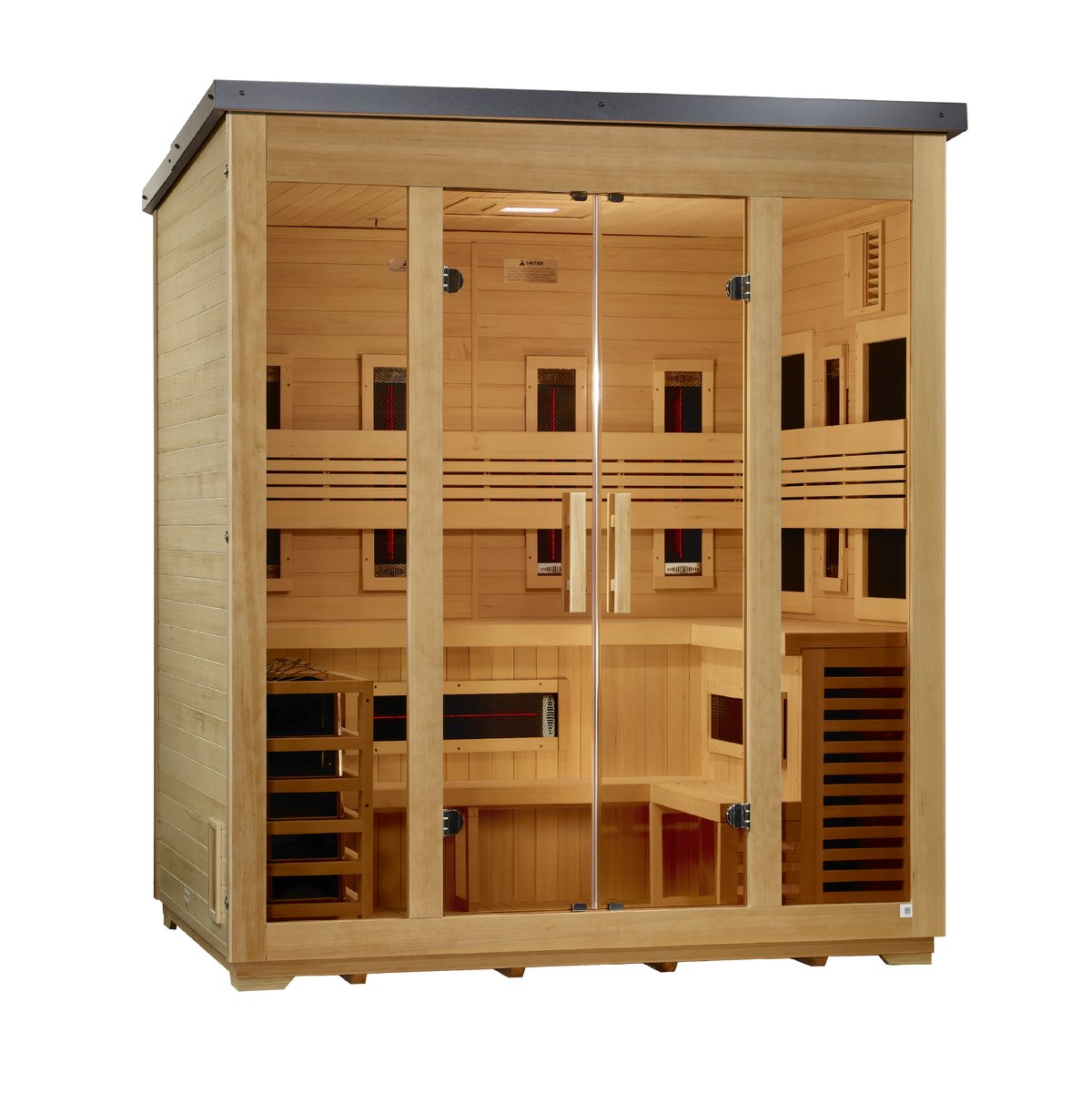 Golden Designs "Gargellen" 5 Person Hybrid Outdoor Sauna - Flat Roof - Canadian Hemlock