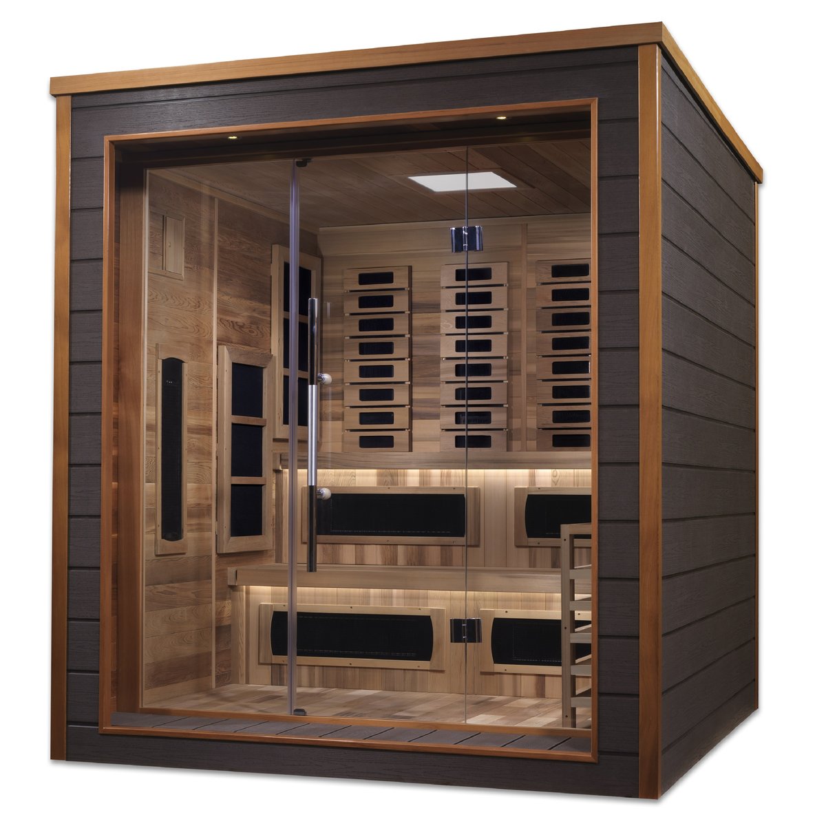 Golden Designs Karlstad 6 Person Hybrid Outdoor Sauna - Full Spectrum IR or Traditional Stove