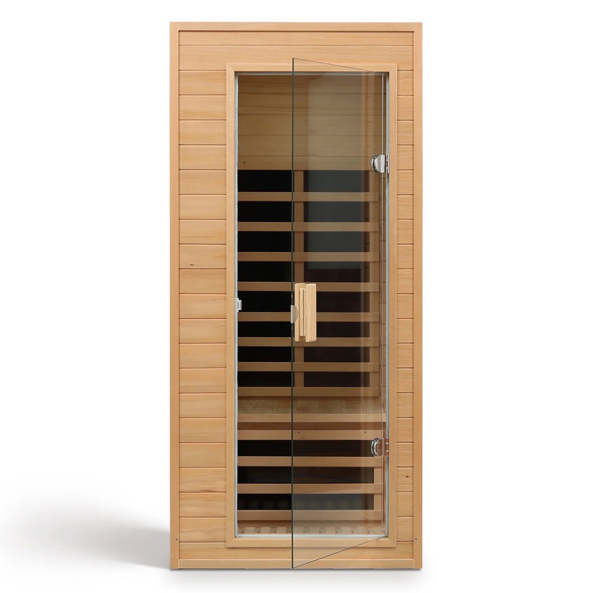 1290W Hemlock 1 Person Sauna Indoor Spa Room , FAR Infrared Sauna with Touch Intelligent Panel, Bluetooth LED Reading Light,Temperature Protection for Home Gym