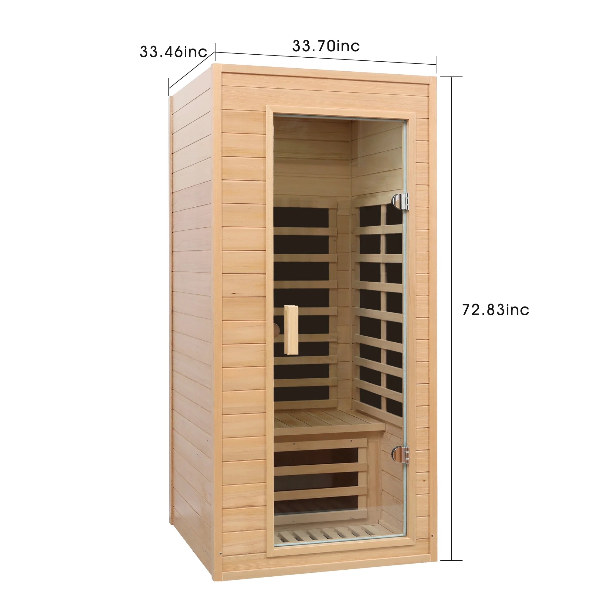1290W Hemlock 1 Person Sauna Indoor Spa Room , FAR Infrared Sauna with Touch Intelligent Panel, Bluetooth LED Reading Light,Temperature Protection for Home Gym