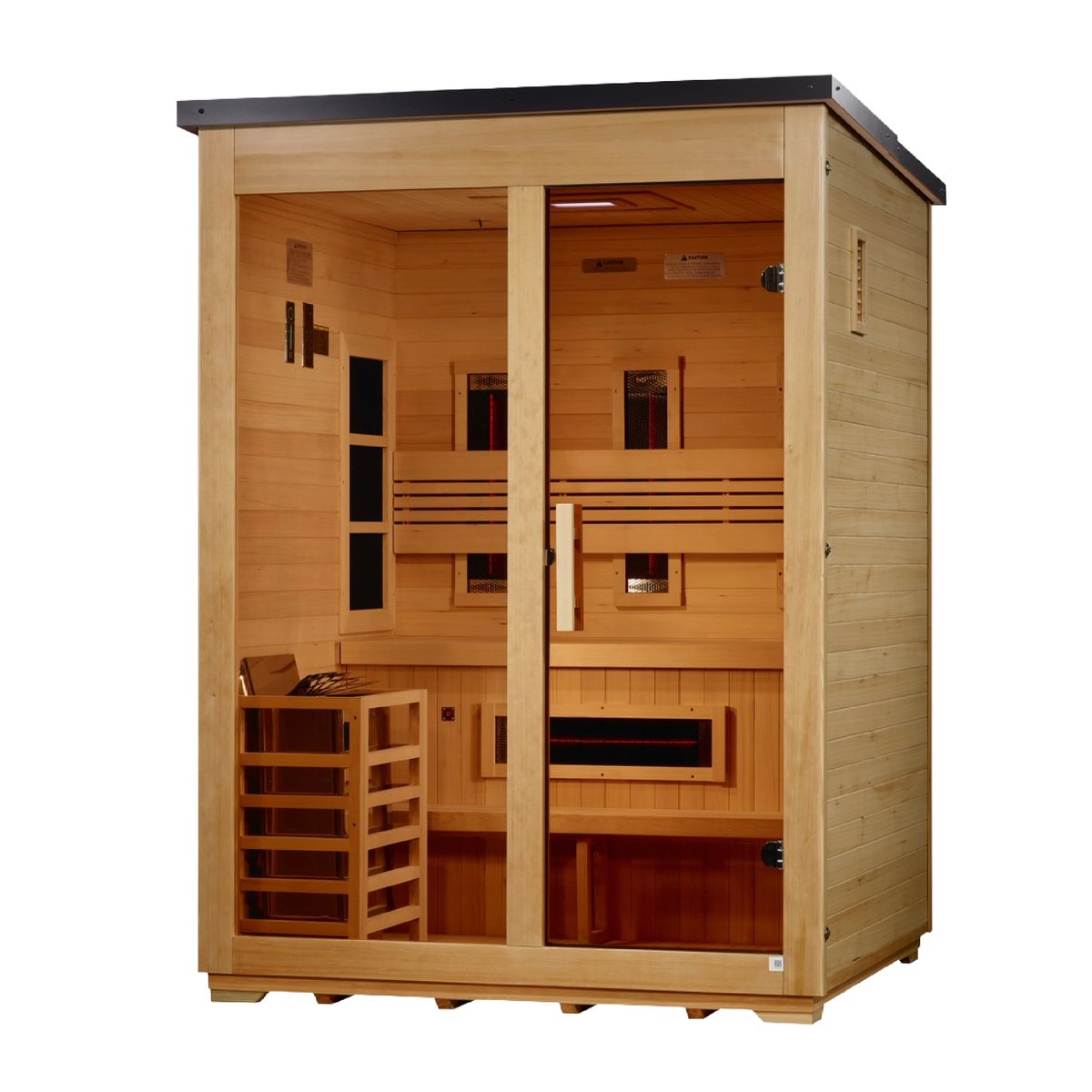 Golden Designs "Carinthia" 3 Person Hybrid Outdoor Sauna - Flat Roof - Canadian Hemlock