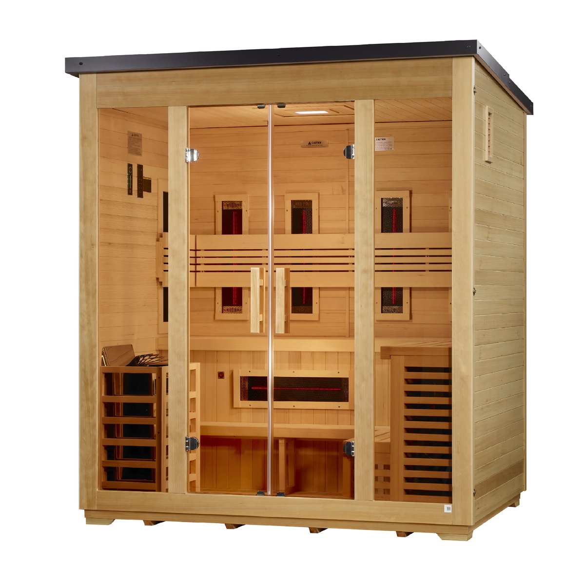 Golden Designs "Gargellen" 5 Person Hybrid Outdoor Sauna - Flat Roof - Canadian Hemlock