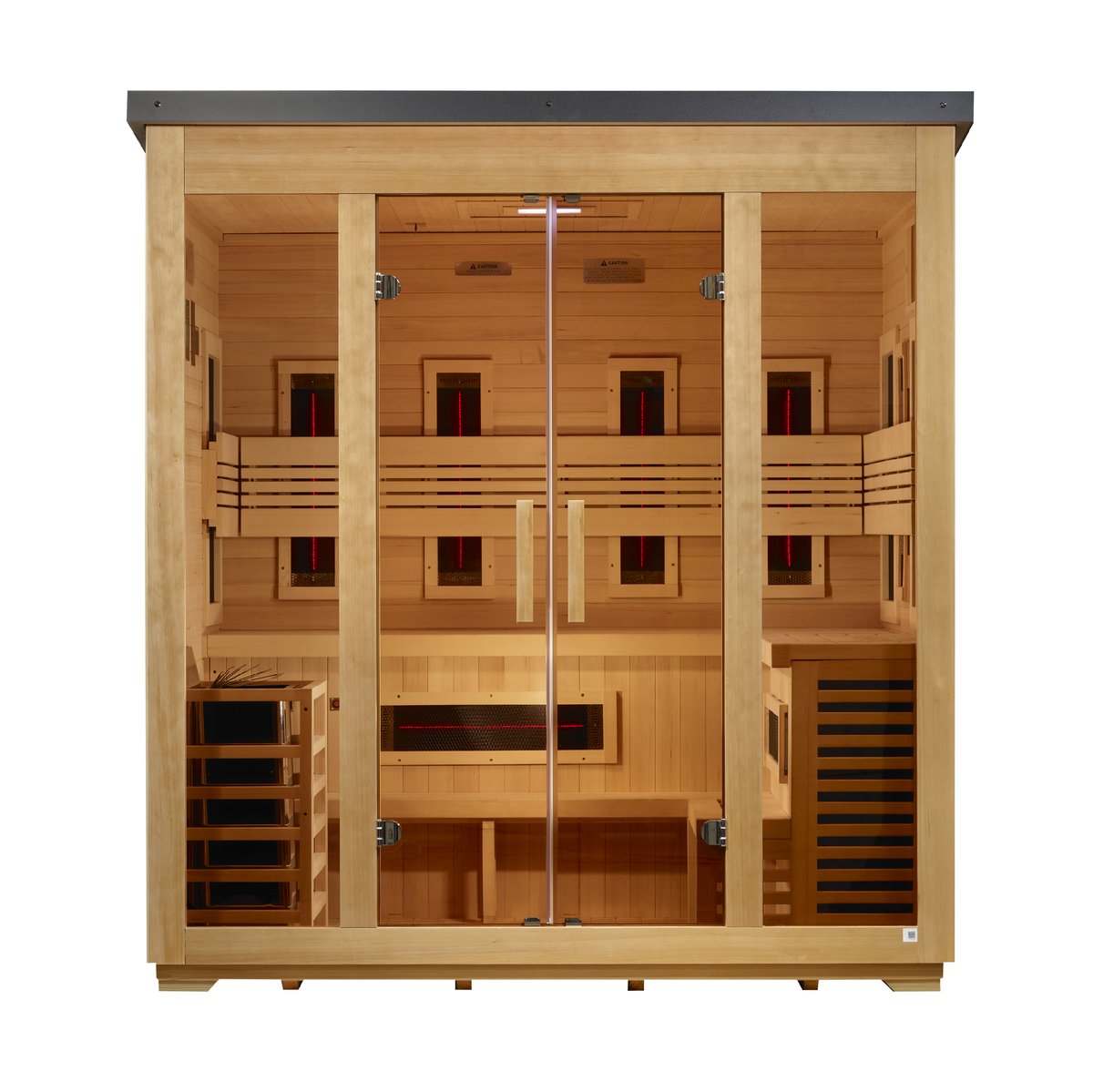 Golden Designs "Gargellen" 5 Person Hybrid Outdoor Sauna - Flat Roof - Canadian Hemlock