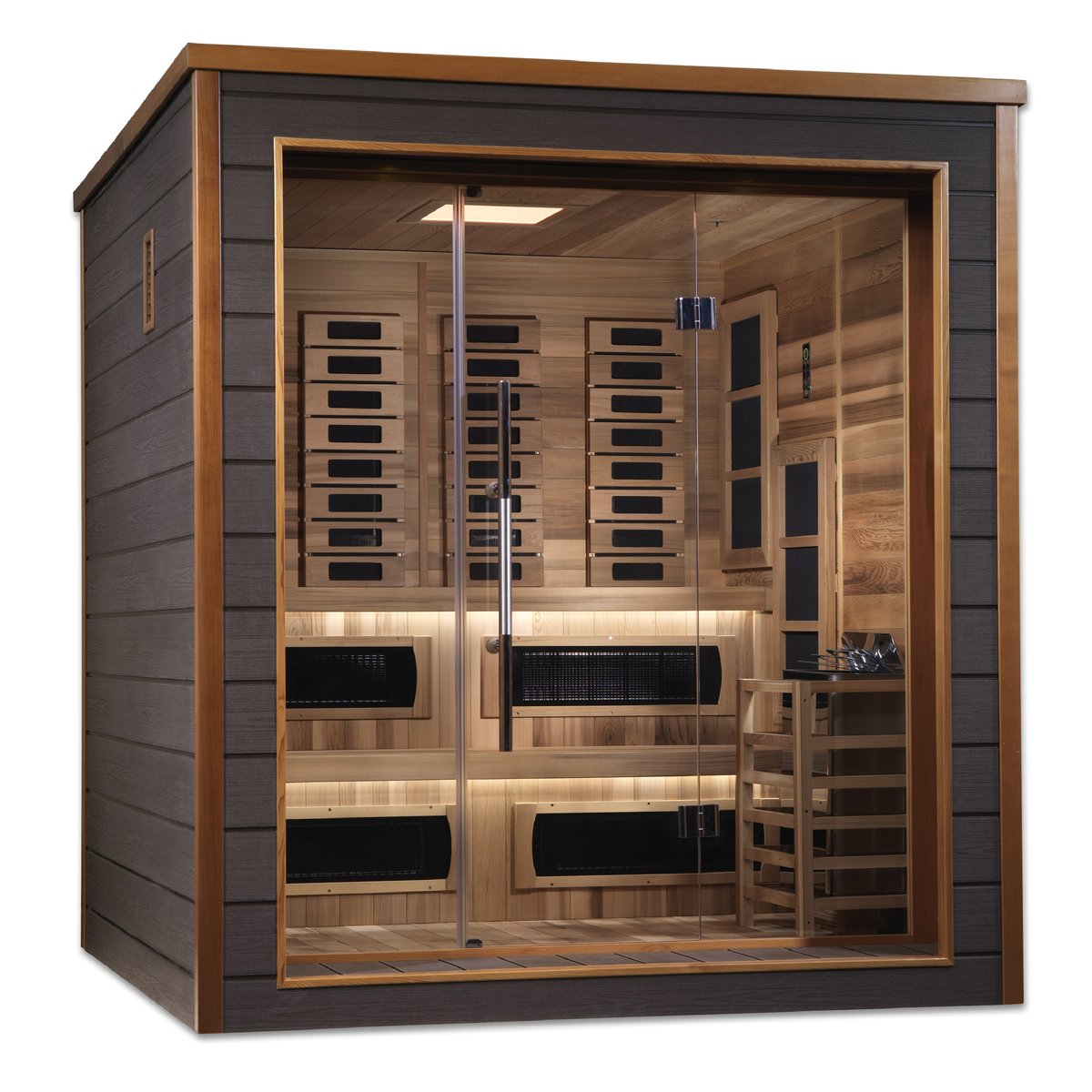 Golden Designs Karlstad 6 Person Hybrid Outdoor Sauna - Full Spectrum IR or Traditional Stove