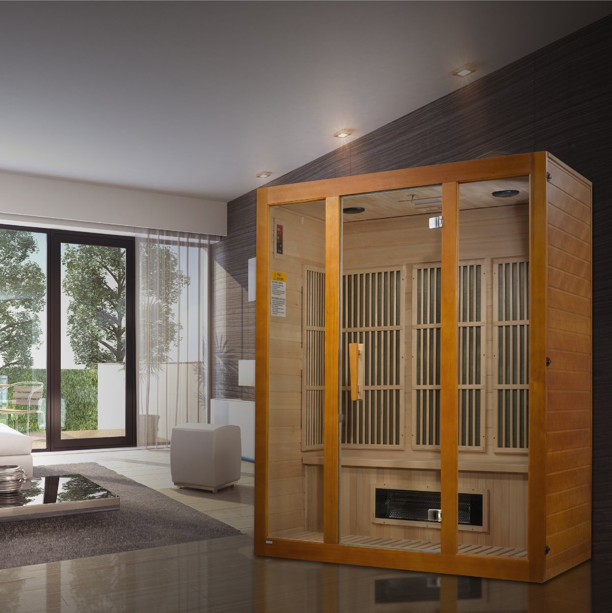 Maxxus 3-Person Low EMF FAR Infrared Sauna - Touch Screen Edition (Canadian Hemlock)
