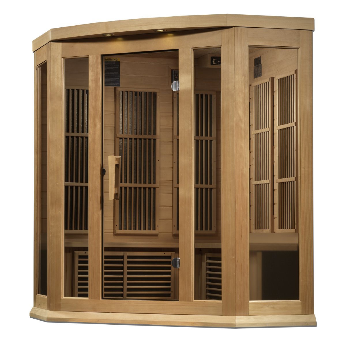 Maxxus 3-Person Corner Near Zero EMF FAR Infrared Sauna (Canadian Hemlock)